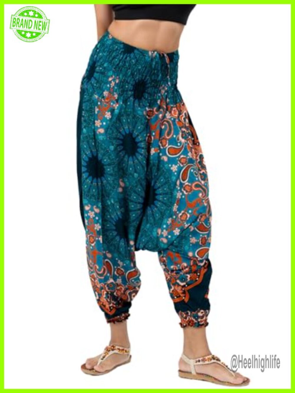 Boho Harem Pants & Jumpsuit 2-in-1 Lightweight Rayon Elastic Waist Loose Fit